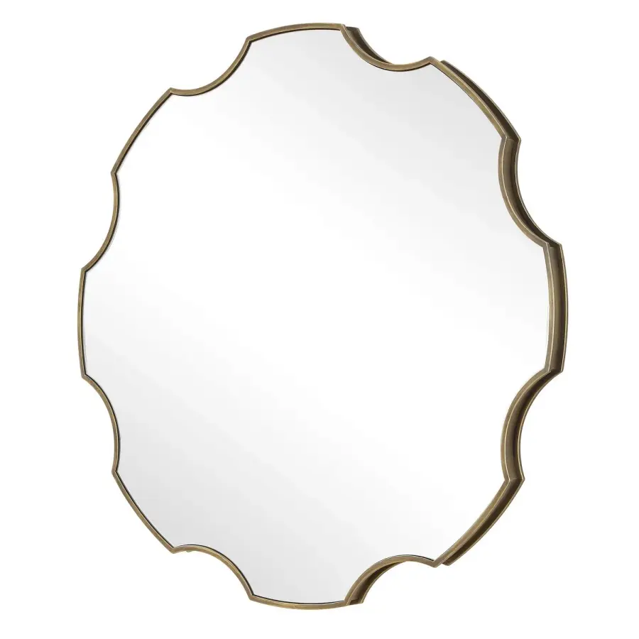 Gearing Up Round Mirror in Antiqued Golden Bronze