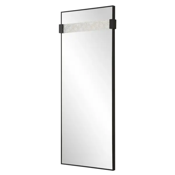 The Stratton Mirror Is Constructed In A Linear Satin Black Iron Frame, Featuring A Suspended Acrylic Slab, Adorned With Heavy Texture For An Extra Touch Of Sophistication And Style. May Be Hung Horizontal Or Vertical. Collection: Stratton Designer: Grace Feyock Finish: Satin Black Width: 29.38" Height: 72.00" Length: 2.50" Weight: 57.00 lb Extension from Wall: 2.50" Material: Iron, Mirror, Mdf, Acrylic Country of Origin: China Safety Rating: Indoor Only