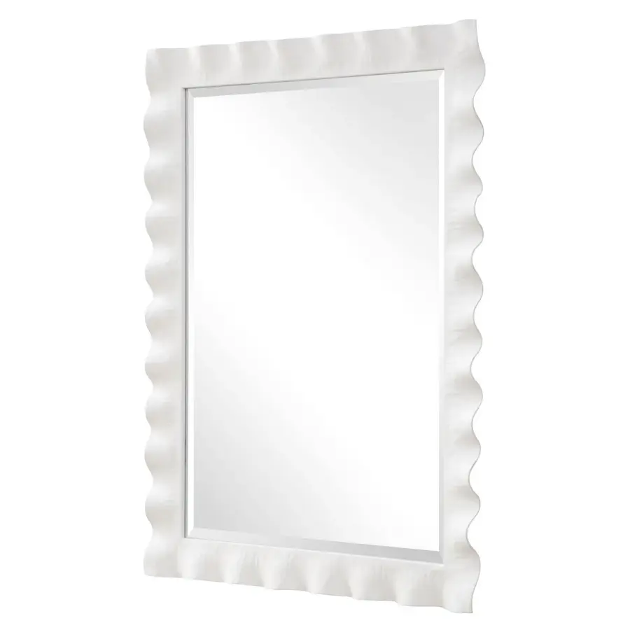 Haya Scalloped Mirror in White