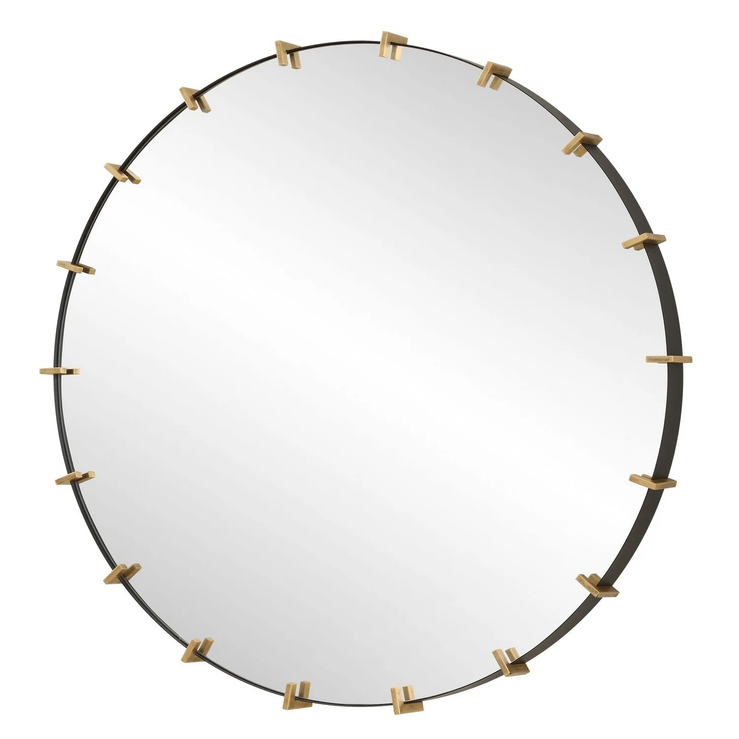 Pali Round Mirror in Antiqued Brushed Gold