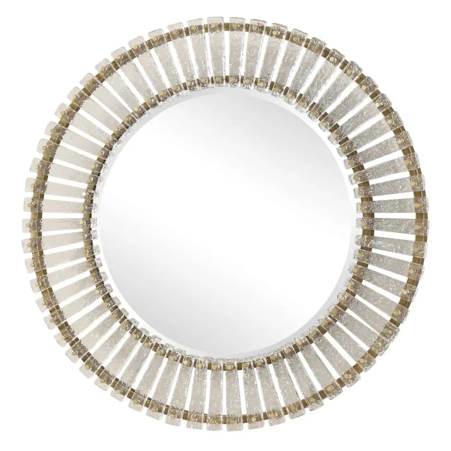 Denali Round Mirror in Brushed Gold Iron