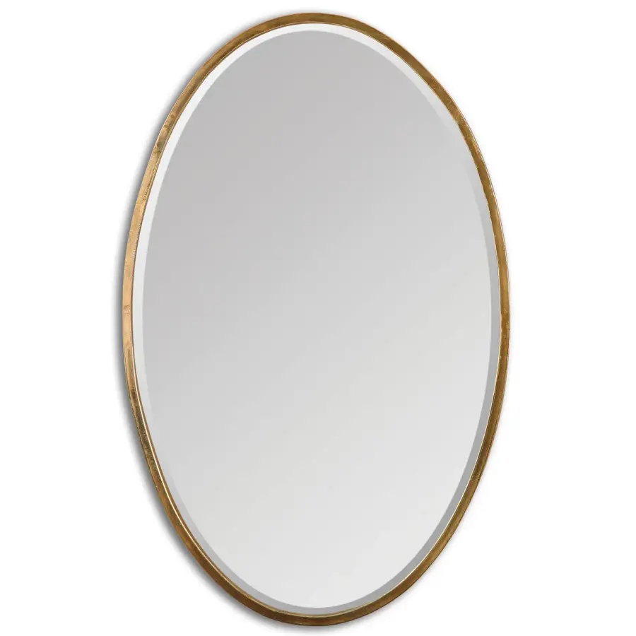Herleva Oval Mirror in Antiqued Gold