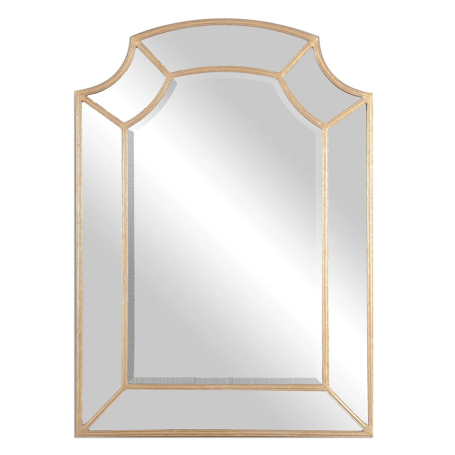 Francoli Arch Mirror in Antiqued Gold Leaf