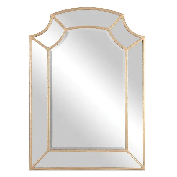 Francoli Arch Mirror in Antiqued Gold Leaf