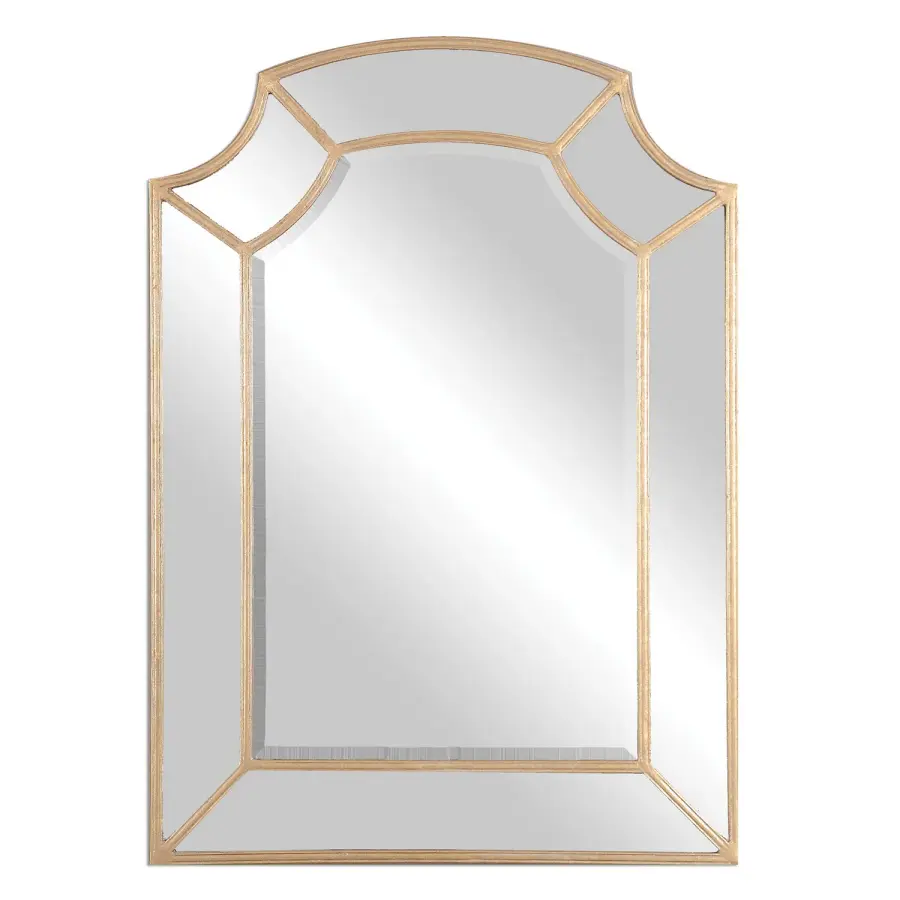 Francoli Arch Mirror in Antiqued Gold Leaf