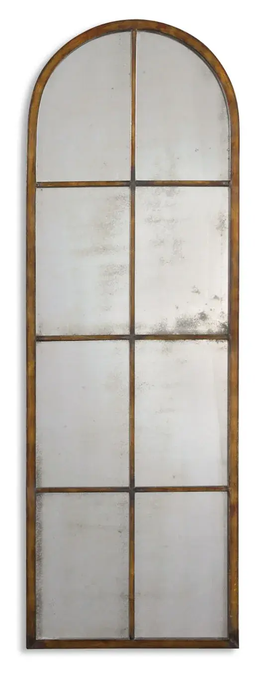 This Arch Features A Forged Iron Frame In A Hand Applied Warm Bronze Finish With Burnished Distressing Encasing An Antique Style Mirror. Sold Individually. Shown Are Three Pieces Of #13463. Collection: Amiel Designer: Grace Feyock Finish: Maple Brown w/Gold Notes: 3 MIRRORS SHOWN. SOLD INDIVIDUALLY. Width: 16.50" Height: 50.00" Length: 1.38" Weight: 17.00 lb Extension from Wall: 1.38" Material: Metal Country of Origin: China Safety Rating: Indoor Only