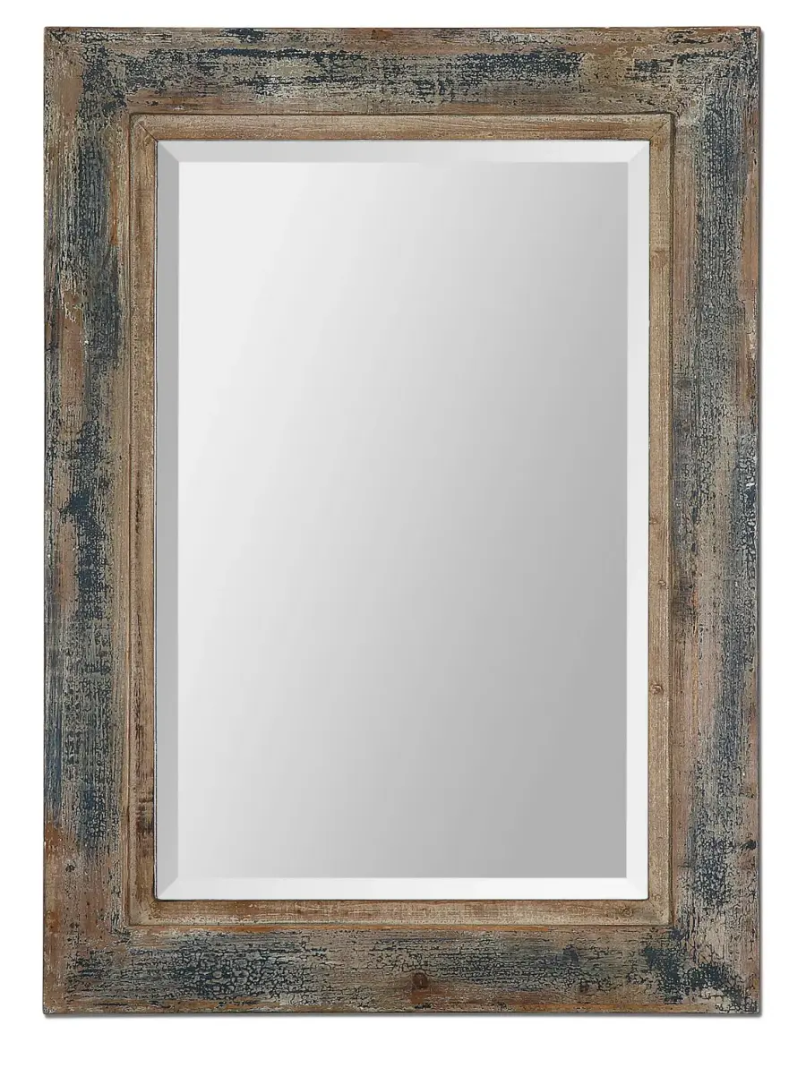 Bozeman Rustic Distressed Blue Wall Mirror