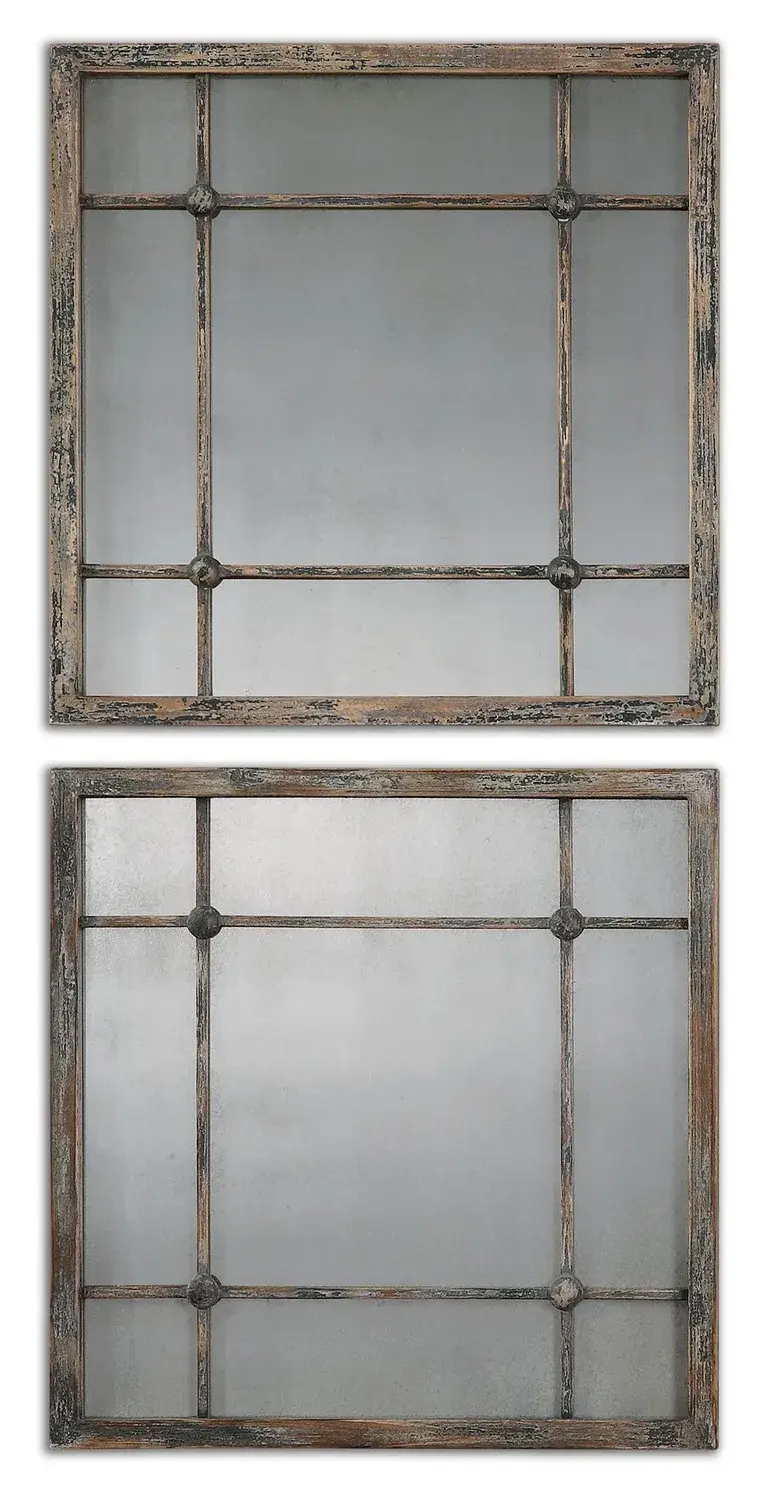 Saragano Mirror, Set of 2 - Blue with Aged Ivory