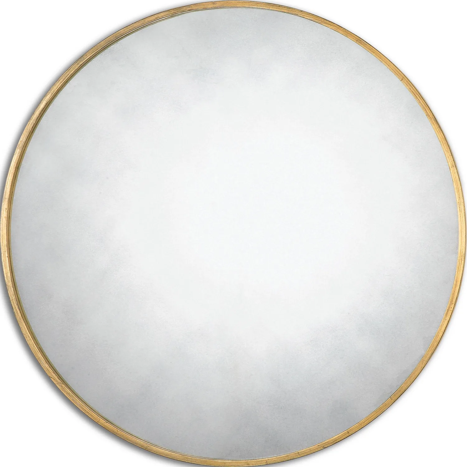 Junius Round Mirror in Antiqued Gold