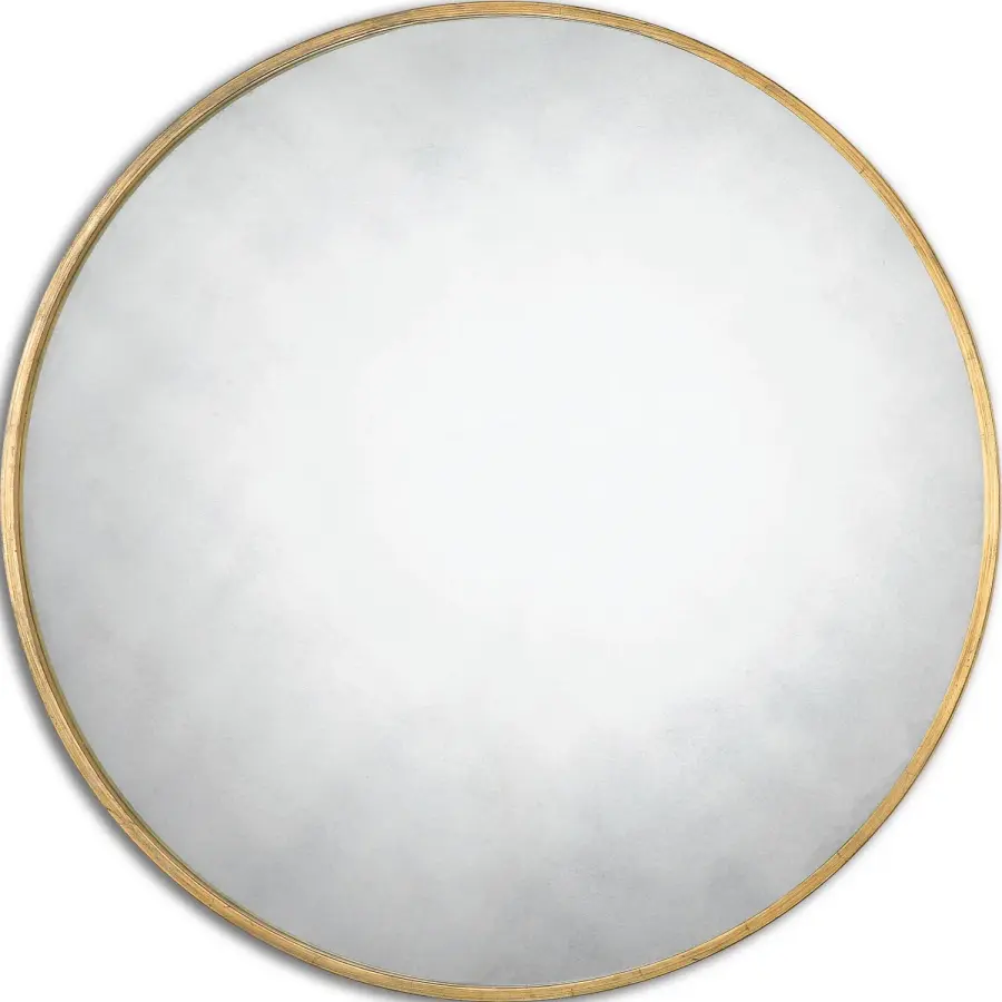 Junius Round Mirror in Antiqued Gold