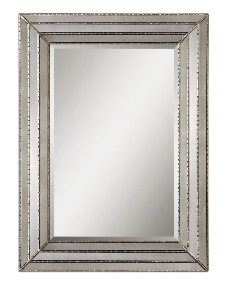 Seymour Mirror in Antiqued Mirror w/Burnished Silver