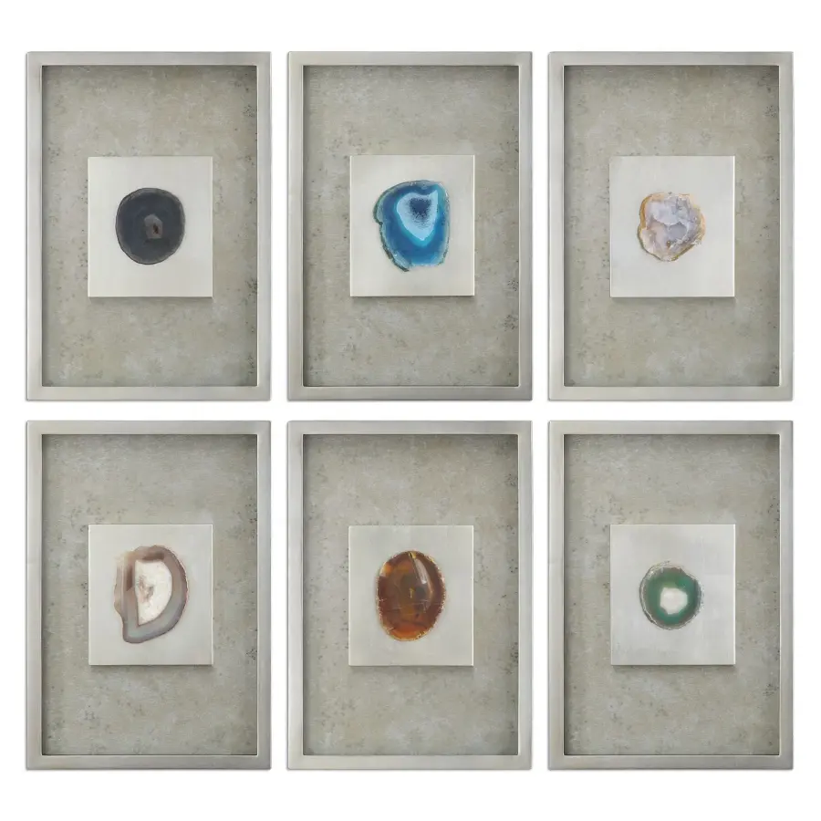 Agate Wall Art in Silver Champagne