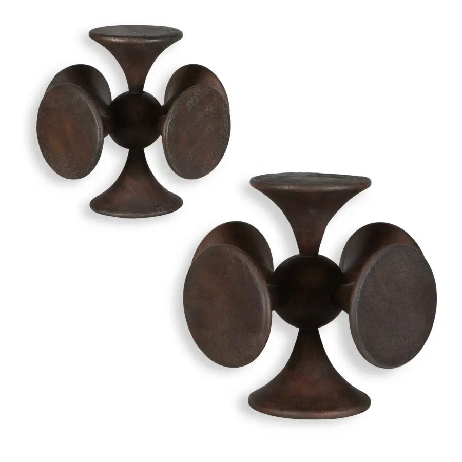 Balanced Harmony Sculptures, Set of 2 in Dark Walnut