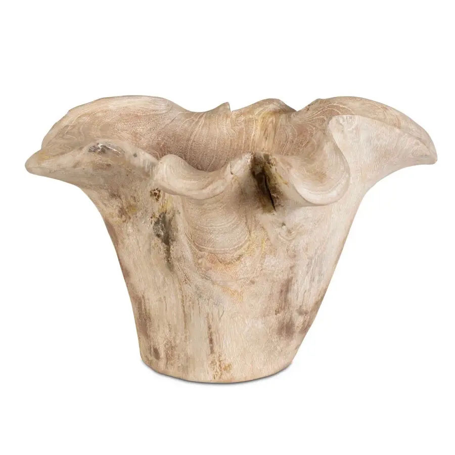 Teak Flow Bowl in White-washed Teak Wood