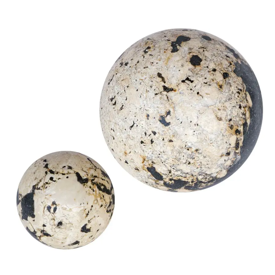 Nouveau Spheres Set of 2 in Black Coral Stone