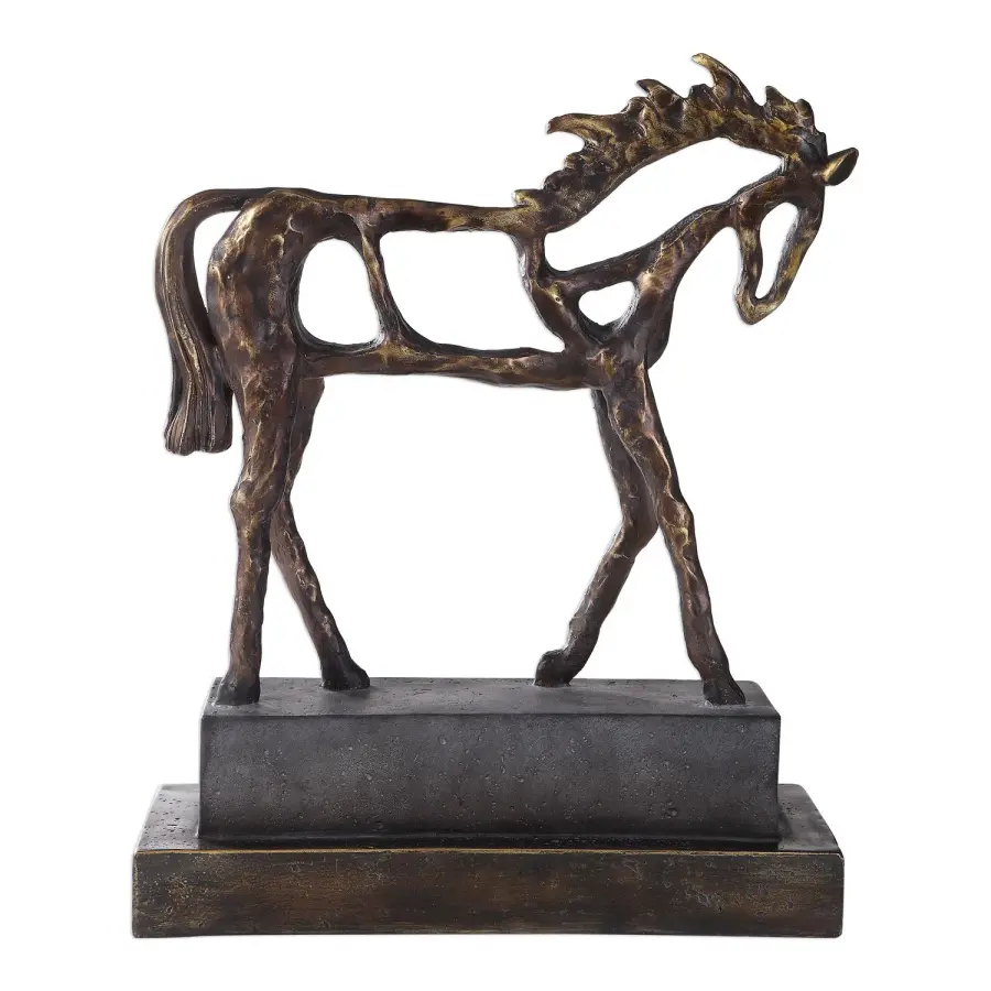 Titan Horse Sculpture in Antiqued Bronze With Dark Brown