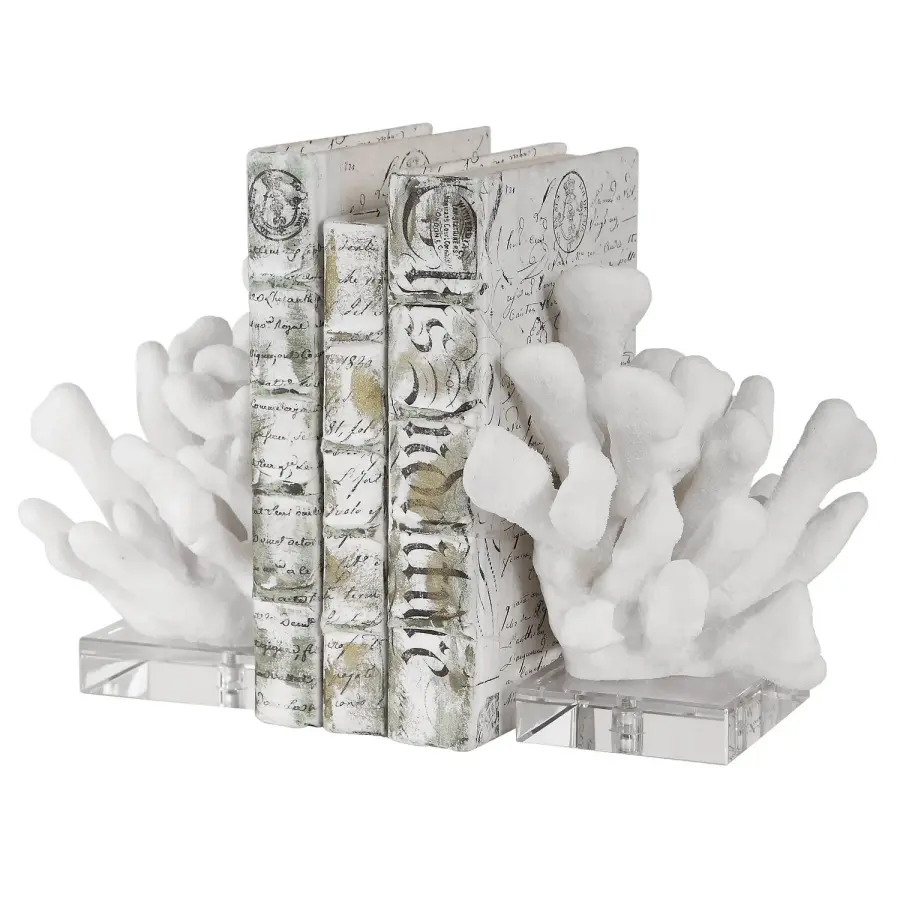 Charbel Bookends, Set/2 in White