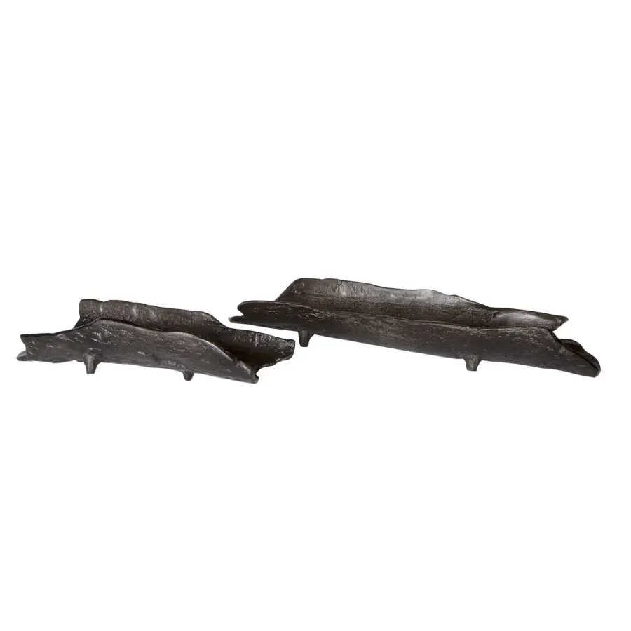 Caryn Set of 2 Decorative Trays in Dark Black Nickel