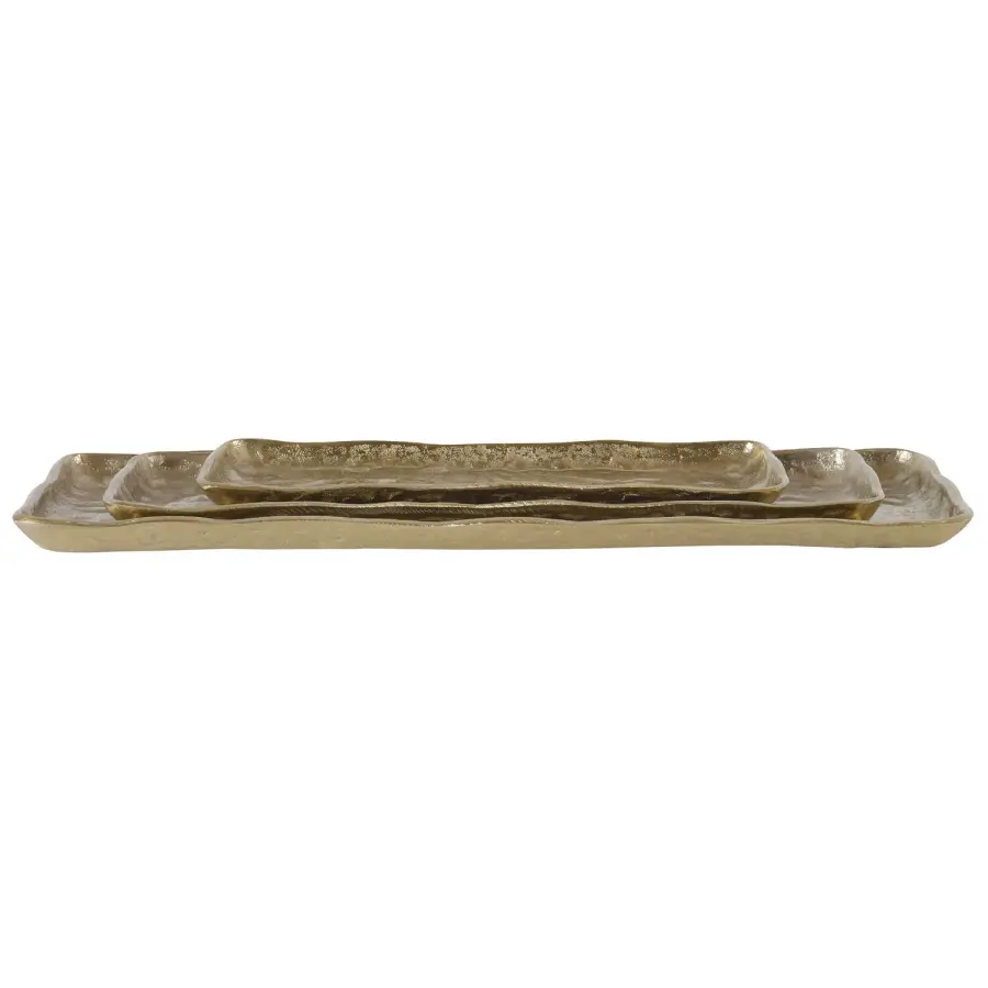 Artisan Trays, Set of 3 in Antique Gold