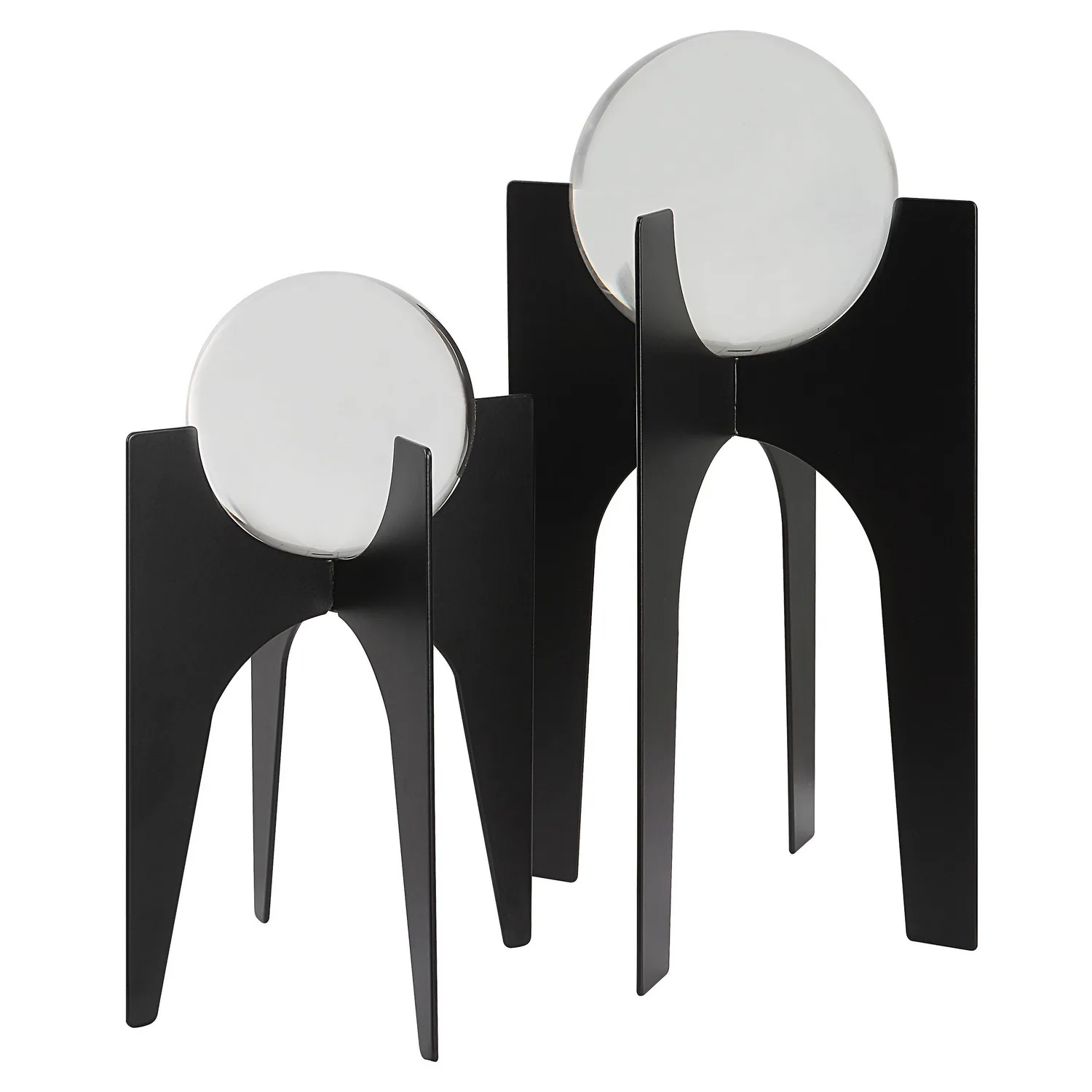 Uttermost Ellianna Crystal Spheres, Set of 2, Brushed Black