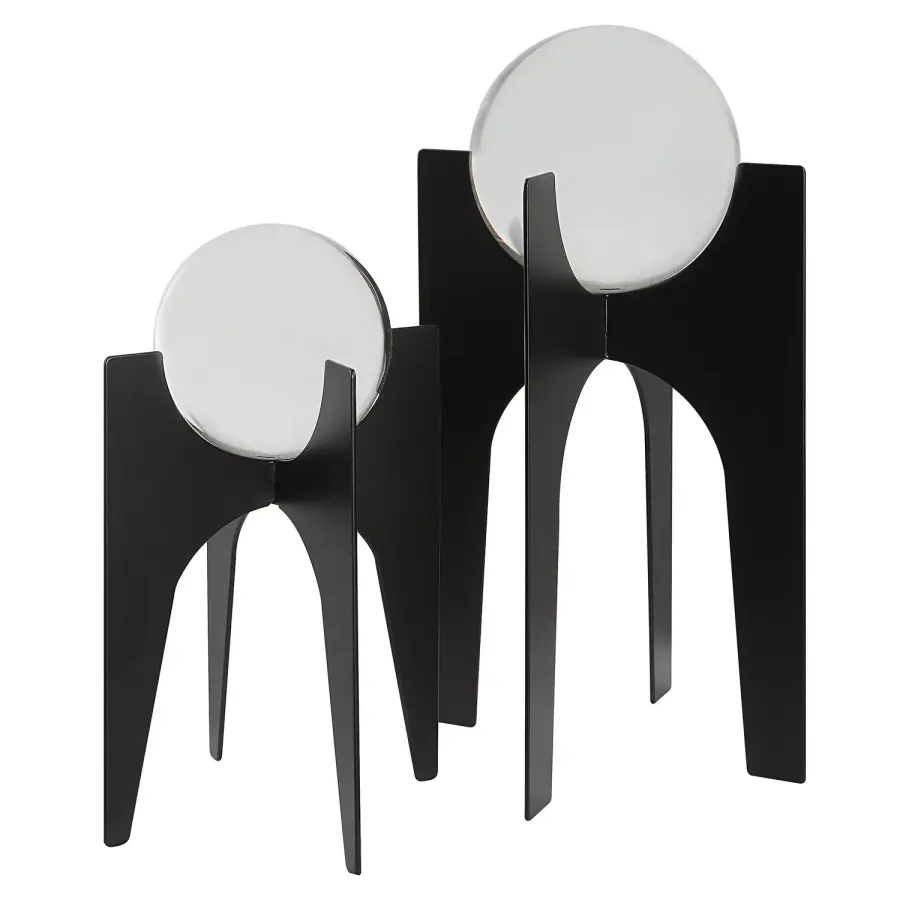Uttermost Ellianna Crystal Spheres, Set of 2, Brushed Black