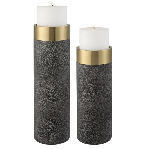 Wessex Candleholders, Set of 2 in Antique Brushed Brass