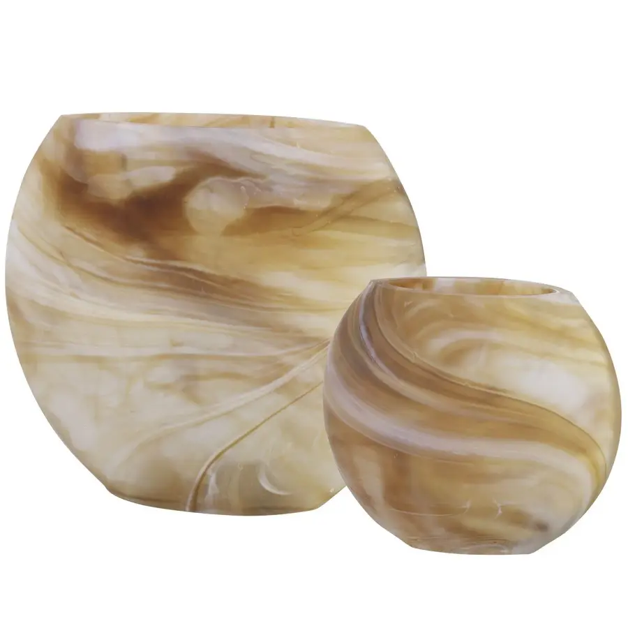 Fusion Vases, Set of 2 in Caramel, Ivory, and Tan