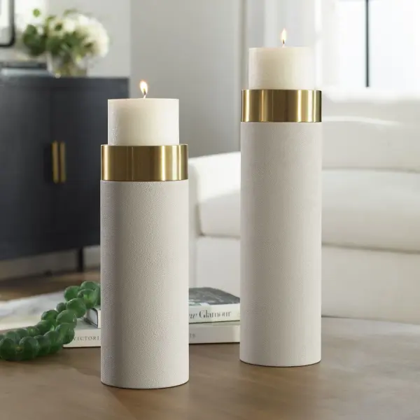 Wessex Candleholders, Set of 2 in Antique Brushed Brass