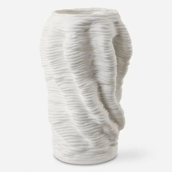 Stratified Vase in Matte White
