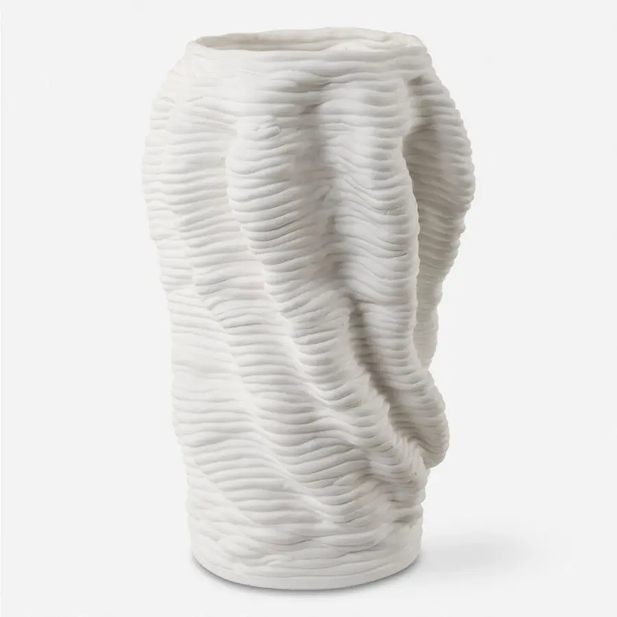Stratified Vase in Matte White