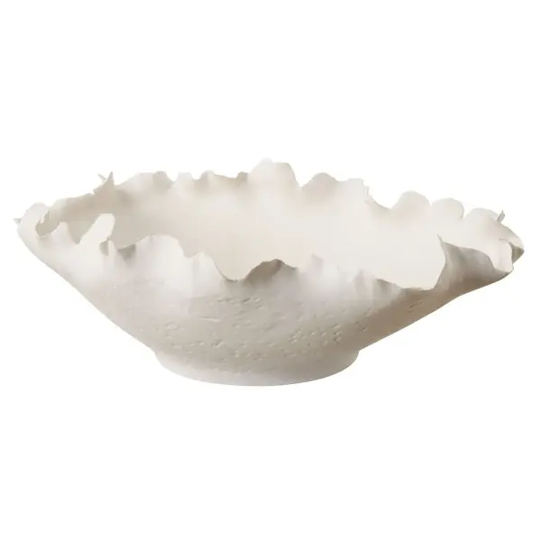 A textured ceramic bowl with soft, petal-like edges that adds organic charm as a standalone piece or filled with decorative accents.