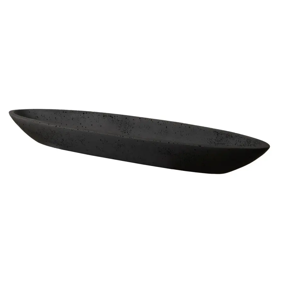 Uttermost Vessel Canoe-Shaped Bowl in Black Rice Stone Resin