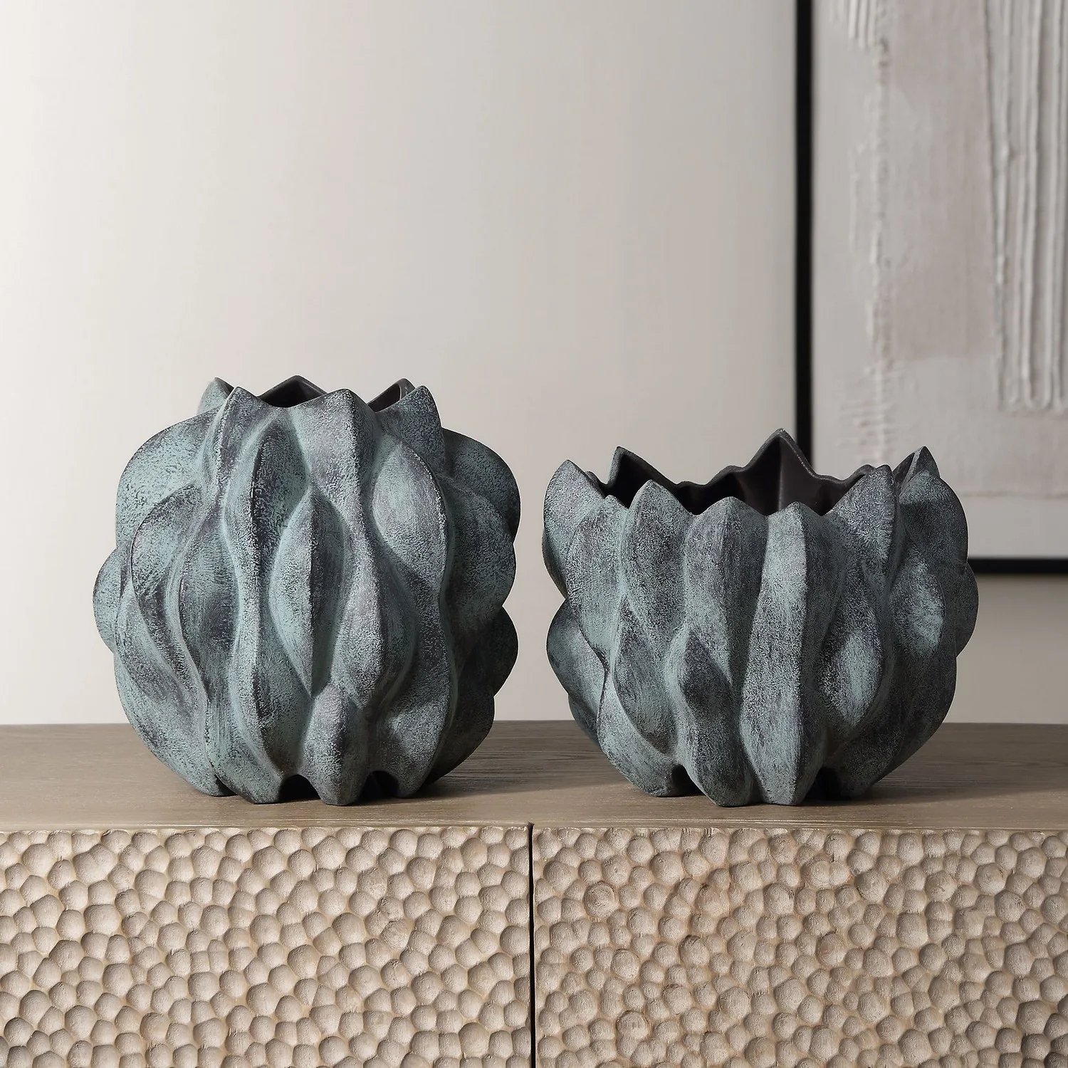 Verdant Vases, S/2 in Bronze