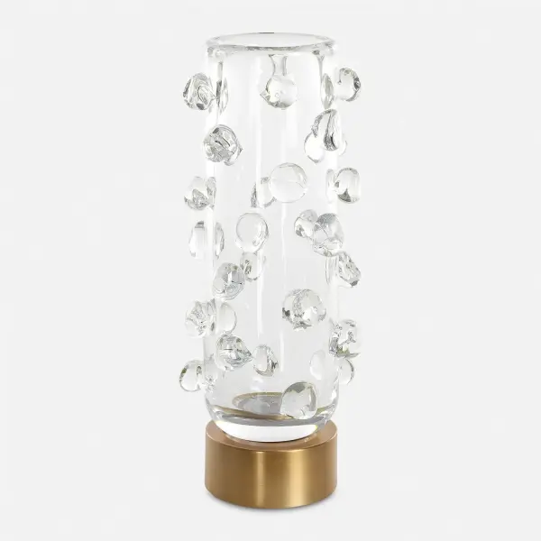 Aura Clear Glass Vase with Brushed Brass Base