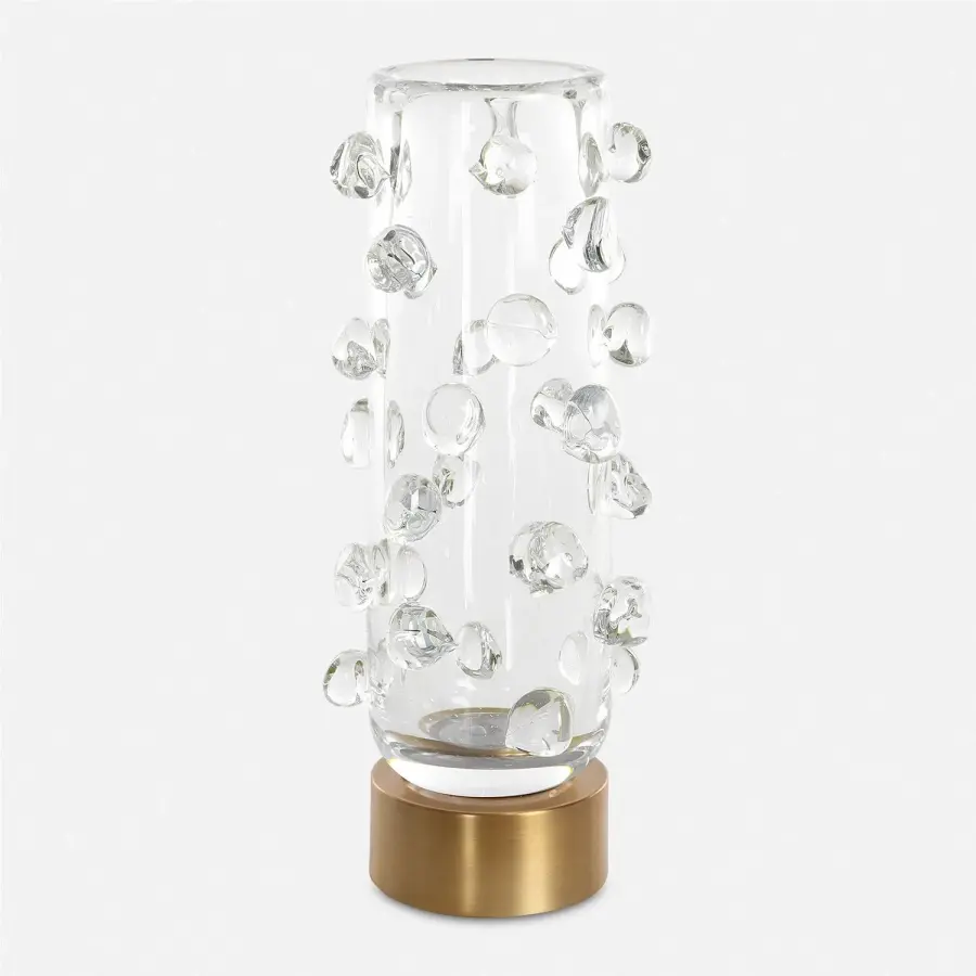 Aura Clear Glass Vase with Brushed Brass Base