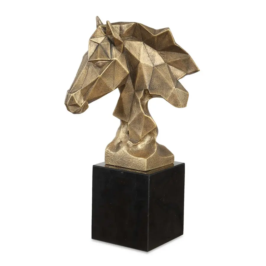 Chiseled Horse Bust Sculpture in Antiqued Gold