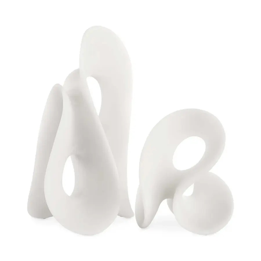 Silent Wave Sculptures, Set of 2 in White
