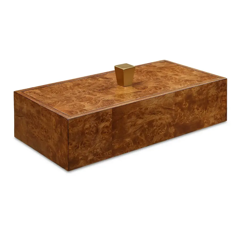 Burl Haven Decorative Box in Antique Brass