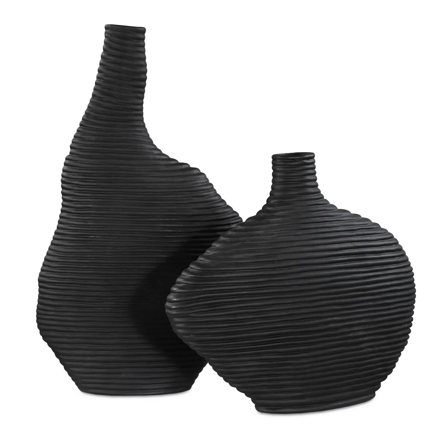 Duostacked Vases Set/2 in Matte Black