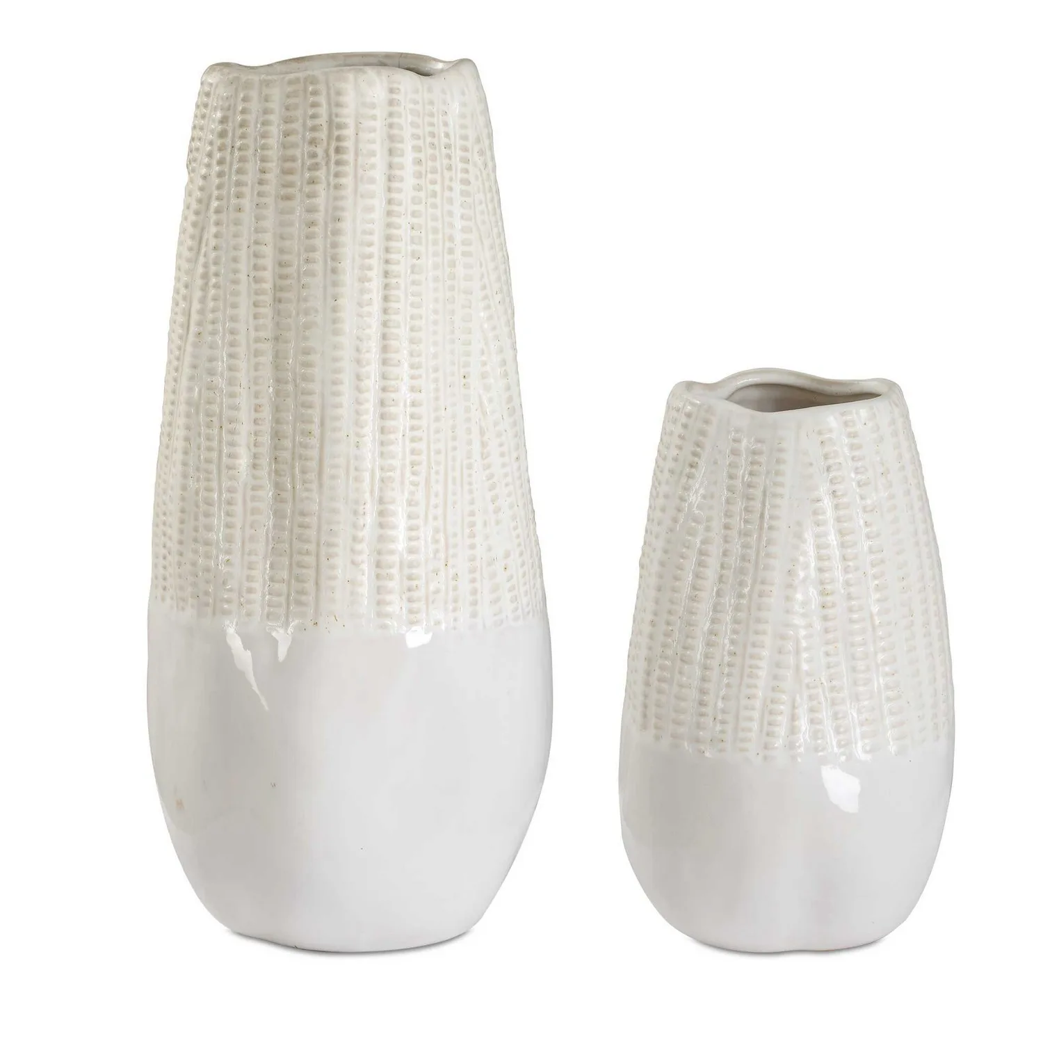 Echo Ridge Vases Set/2 in Neutral Tones Of White And Caramel