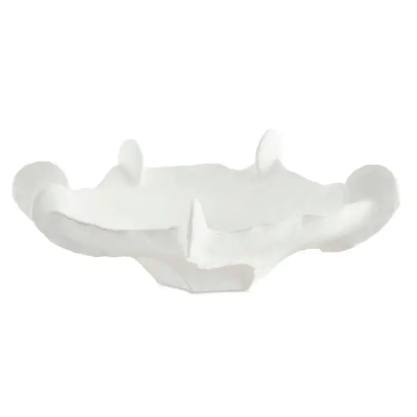 A striking earthenware bowl with an irregular, oceanic silhouette in matte white. Works indoors or out, adding sculptural interest to coastal and modern spaces.