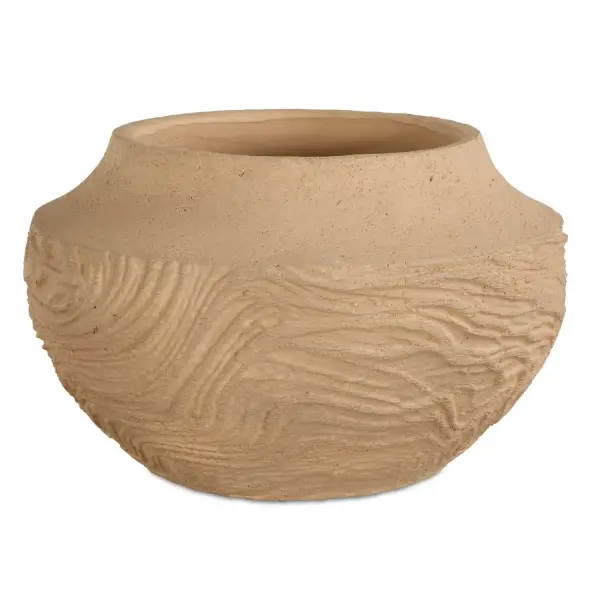 A handcrafted terracotta vase with an organic, sand-dune-inspired texture that adds earthy warmth and artisanal charm to any tabletop or shelf.