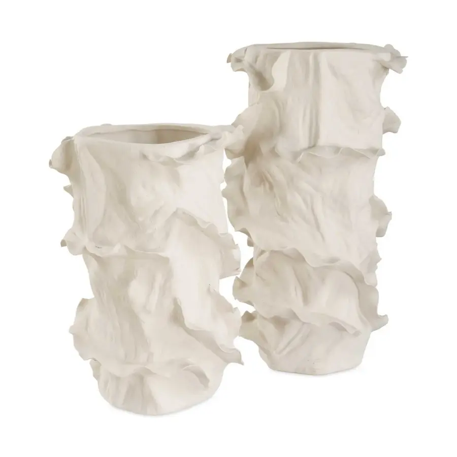Ripple Crest Vases, Set of 2 in White