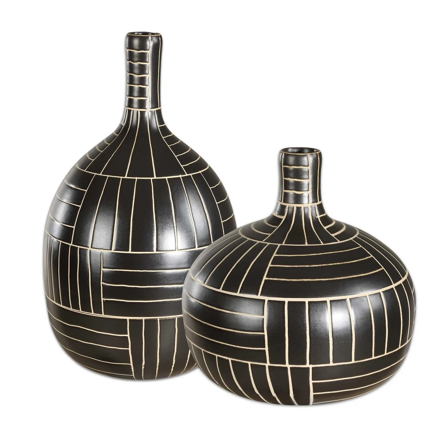 Graphite Vases Set/2 in Black