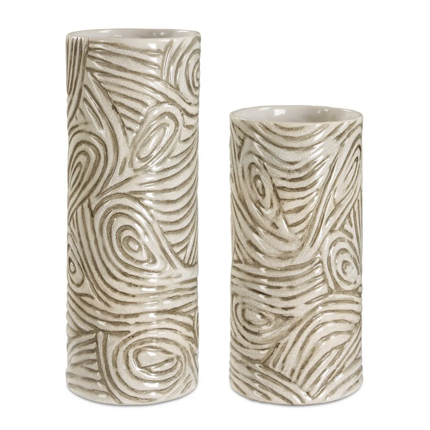Timber Vases Set/2 in Earthy Tones