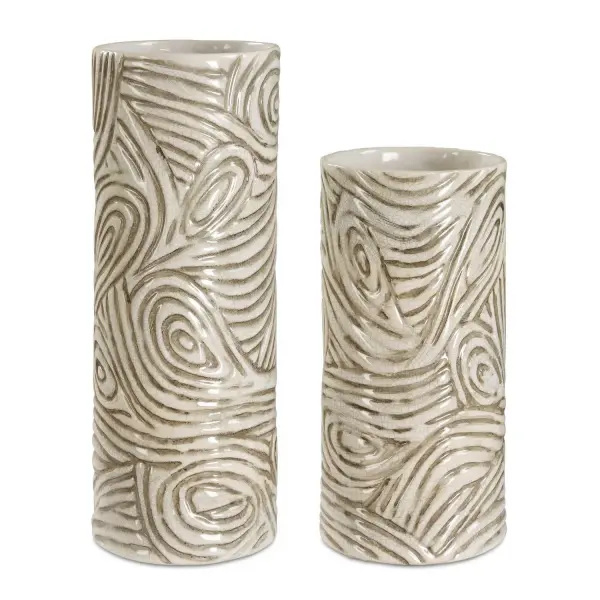 Uttermost Timber Vases Set/2 in Earthy Tones