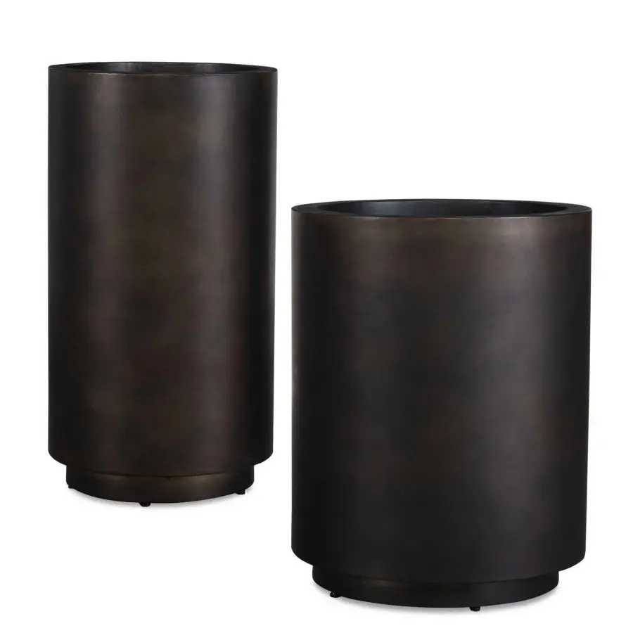 Volcan Set of 2 Planters in Matte Bronze