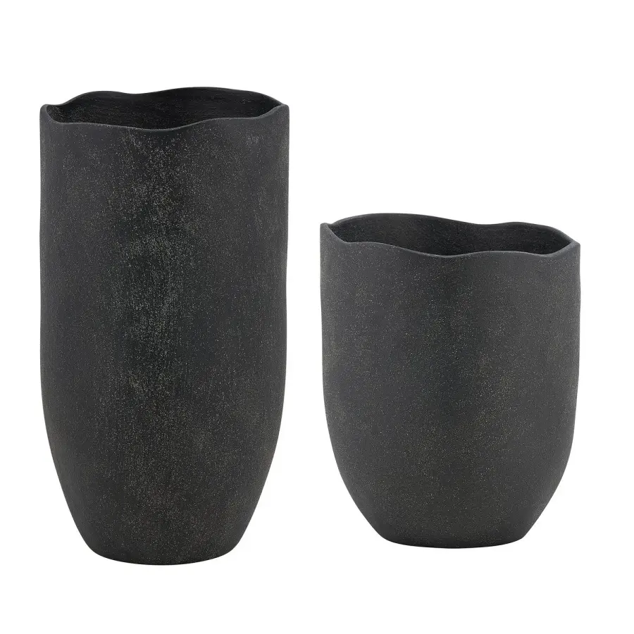 Komorebi Vases Set/2 in Matte Black