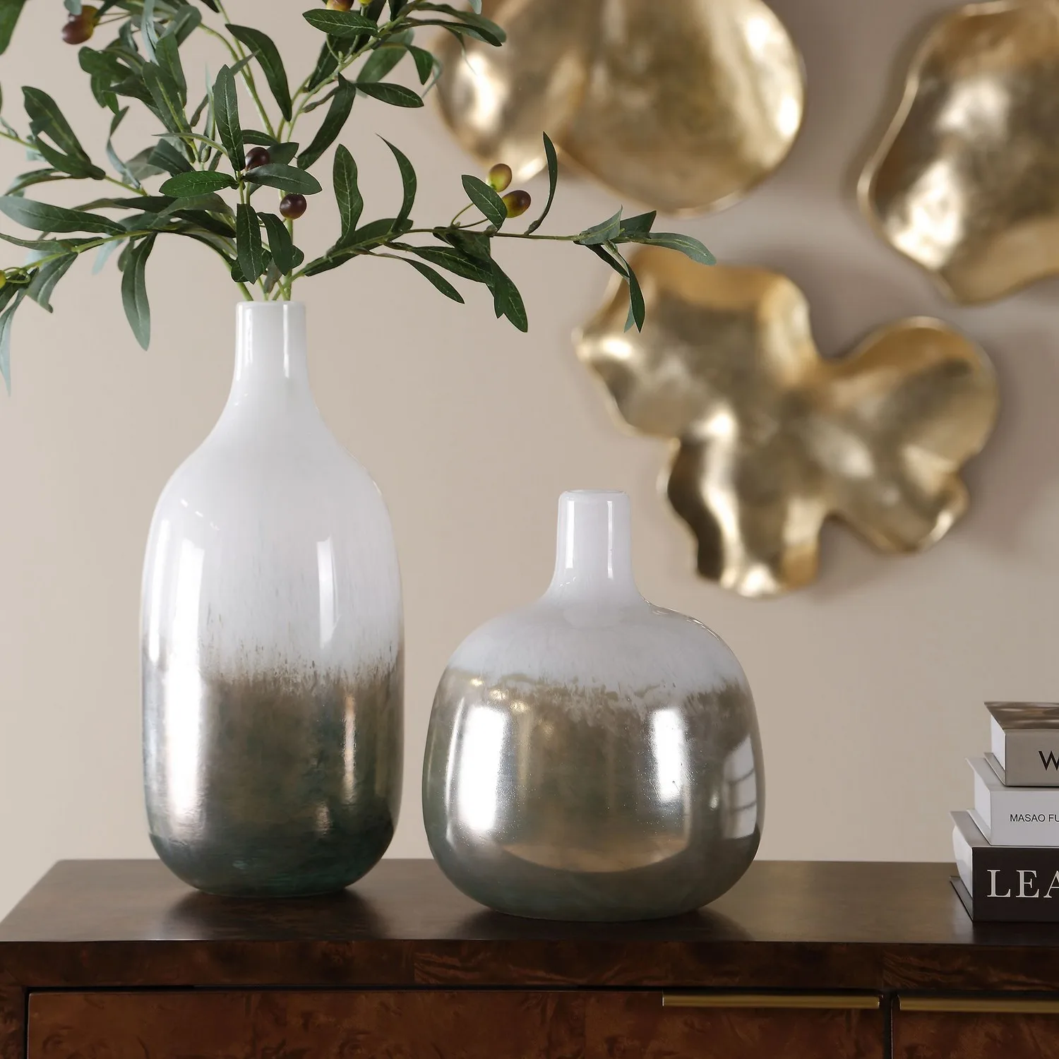 Cardoni Vases, S/2 in Luminous Gradient Glaze