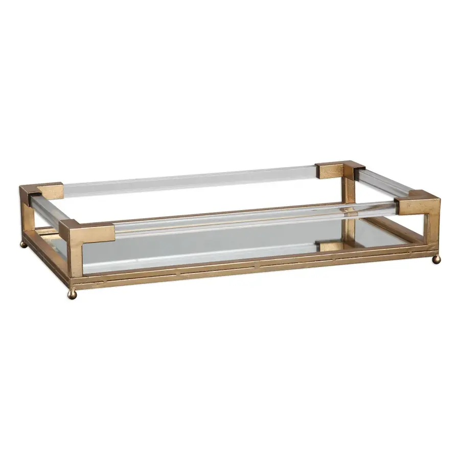 Balkan Antiqued Gold Leaf Decorative Tray